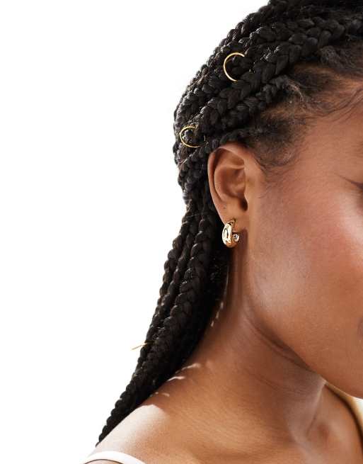 DesignB London minimal chunky hoop earrings in gold 