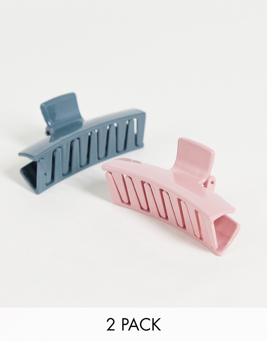 DesignB London minimal hair claw clip pack in pastel-Multi