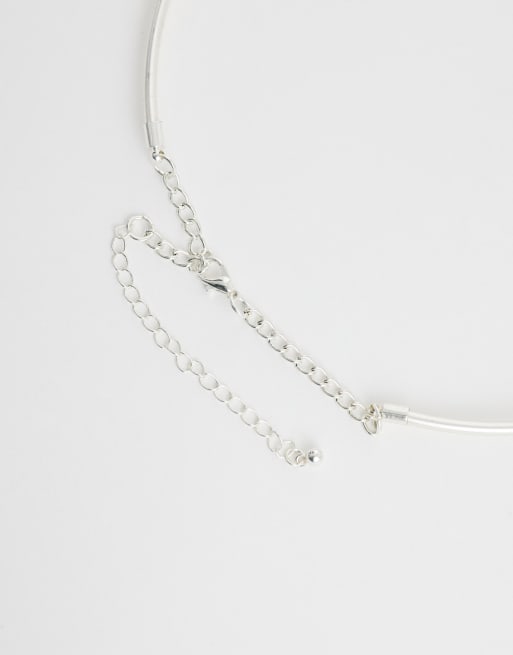 DesignB London mint faux-stone torque necklace in silver tone, 3 of 4