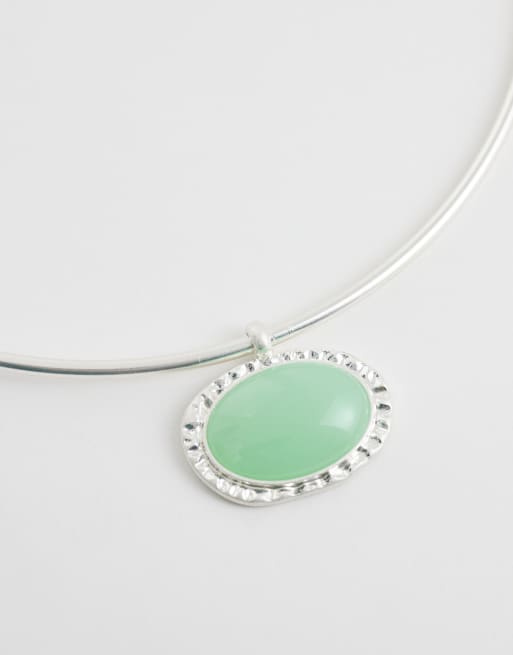 DesignB London mint faux-stone torque necklace in silver tone, 4 of 4
