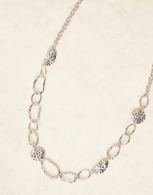 Designb London Molten Chain Belt In Silver