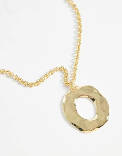 DesignB London molten chunky hoop pendant neckalce in gold, 4 of 4