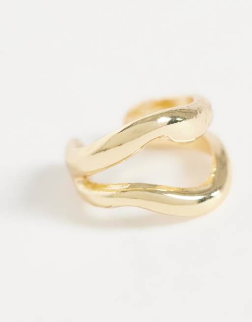 DesignB London molten ear cuff in gold, 3 of 4
