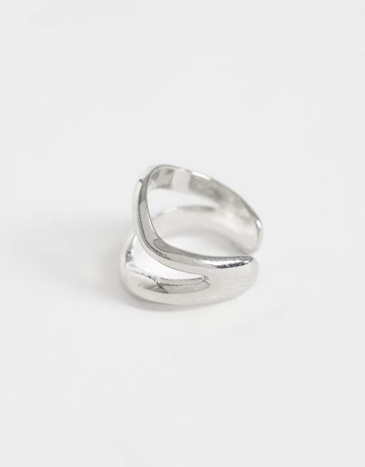 DesignB London molten ear cuff in silver, 3 of 4