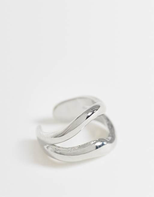 DesignB London molten ear cuff in silver, 4 of 4