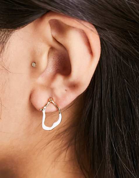 Pieces stud diamante small hoops in gold