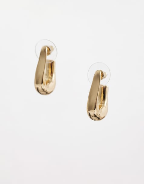 DesignB London molten hoop earrings in gold - view 1