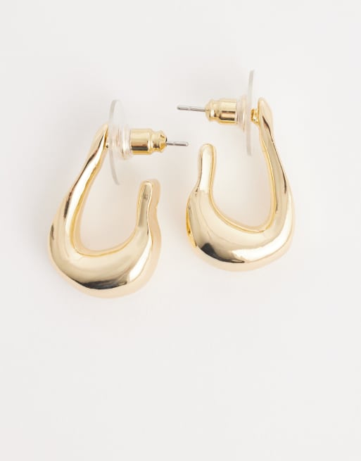 DesignB London molten hoop earrings in gold, 4 of 4
