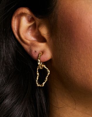 DesignB London molten metal drop earrings in gold