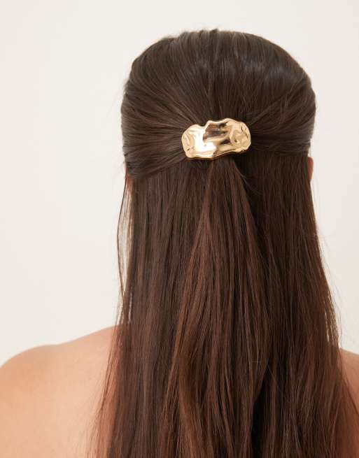 DesignB London molten metal hair tie in gold tone