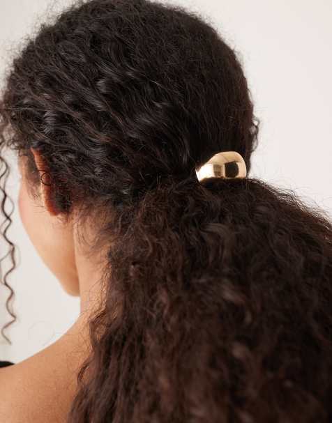 DesignB London molten metal hair tie in gold tone - view 1