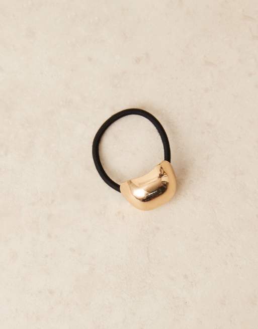 DesignB London molten metal hair tie in gold