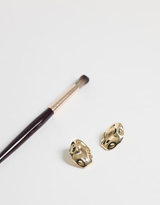 DesignB London molten metal stud earrings in gold, 5 of 5