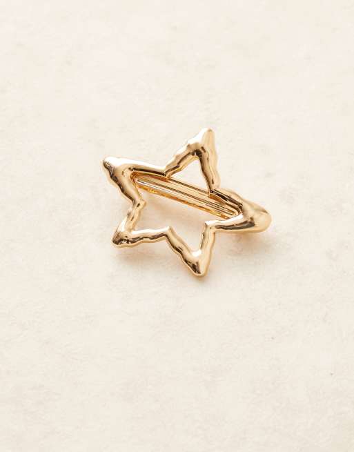 DesignB London molten star barette hair clip in gold, 2 of 3