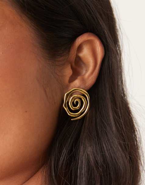 DesignB London molten swirl earrings in gold tone - view 1