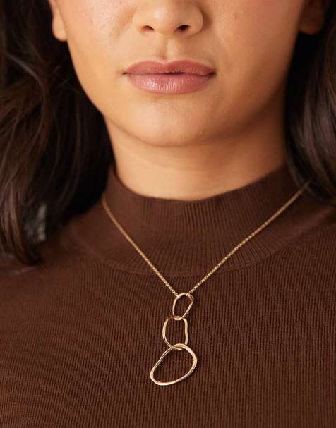 DesignB London molten triple link pendant necklace in gold tone - view 1
