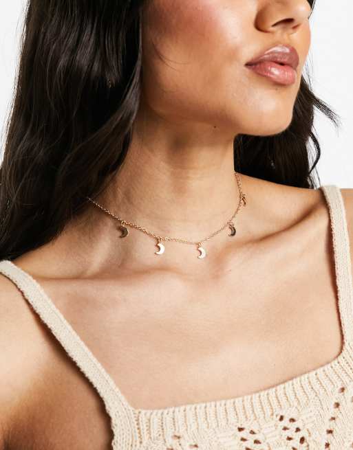 DesignB London moon charms choker in gold