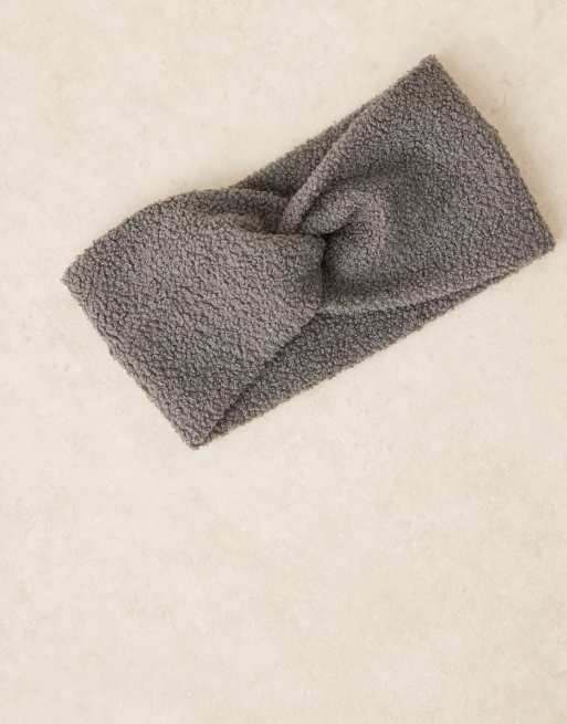 DesignB London – Mörkgrått hårband i bouclé med snurrad detalj, 2 av 3