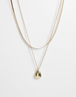 Designb London Multi Chain Pendant Necklace In Orange