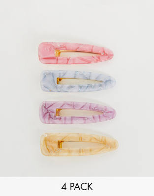 DesignB London - Lot de 4 barrettes à cheveux en résine - Pastel - Multi