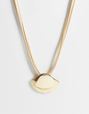 Designb London Multicord And Shield Necklace In Red