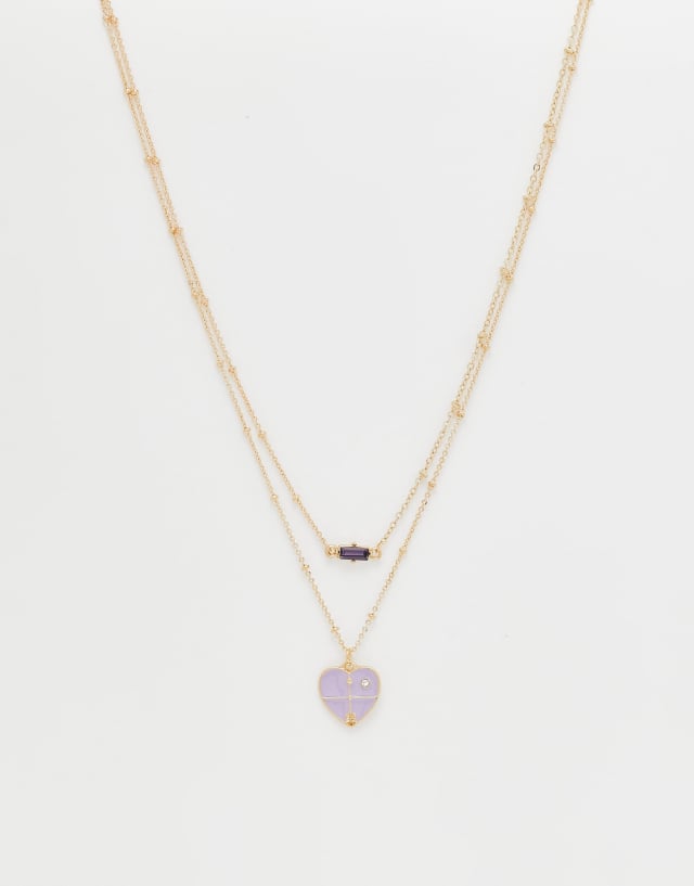 DesignB London multipack crystal and heart necklaces in gold