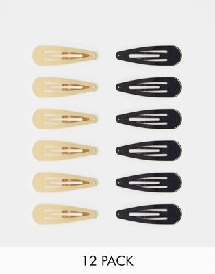 DesignB London multipack of hair slides in black and gold - ASOS Price Checker