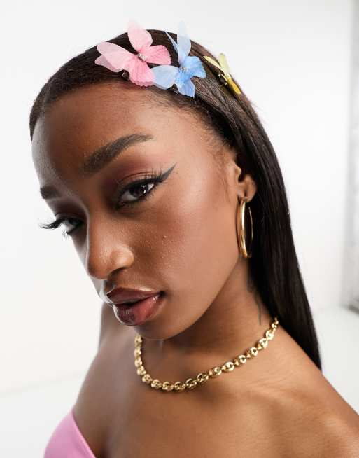 DesignB London multipack pop color butterfly hair clips 