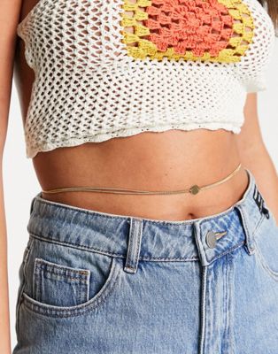 DesignB London multirow belly chain with disc in gold tone - ASOS Price Checker