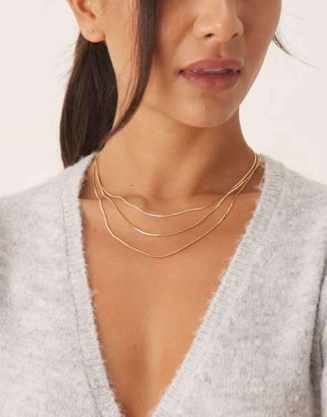 DesignB London multirow chain necklace in gold tone - view 1