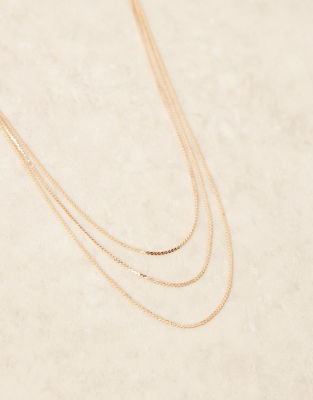 Designb London Multirow Chain Necklace In Gold