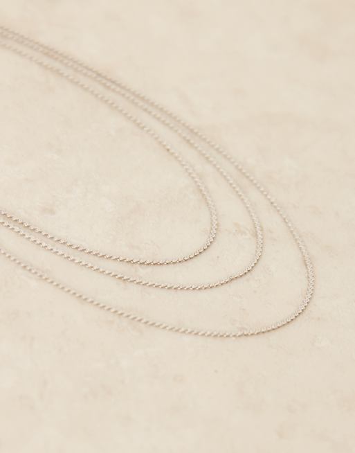 DesignB London multirow chain necklace in silver | ASOS