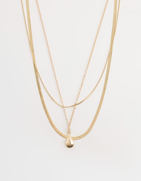 DesignB London multirow pendant necklace in gold - view 1