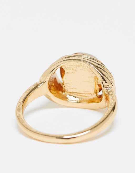 DesignB London natural stone ring in gold | ASOS