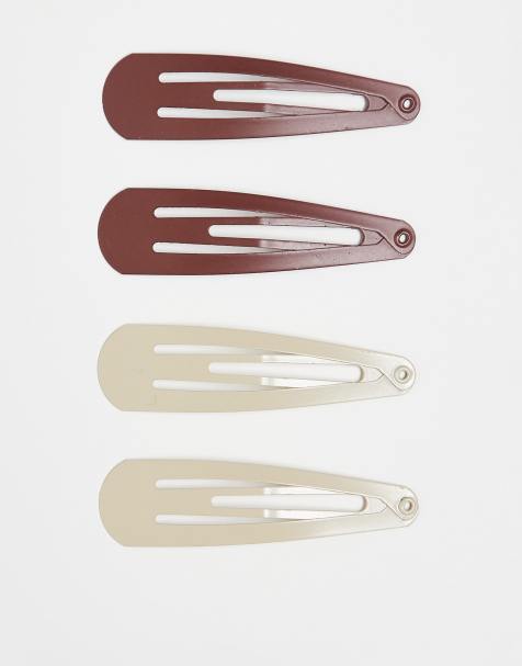 DesignB London – Naturbruna hårklämmor, 4-pack - view 1