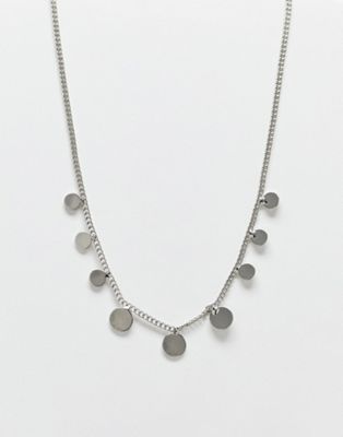 DesignB London necklace with disc charms in silver - ASOS Price Checker