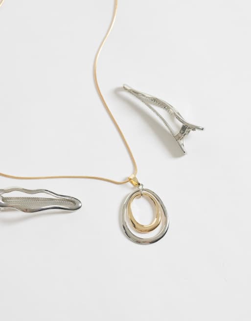 DesignB London necklace with pendants in mixed metal, 2 of 4