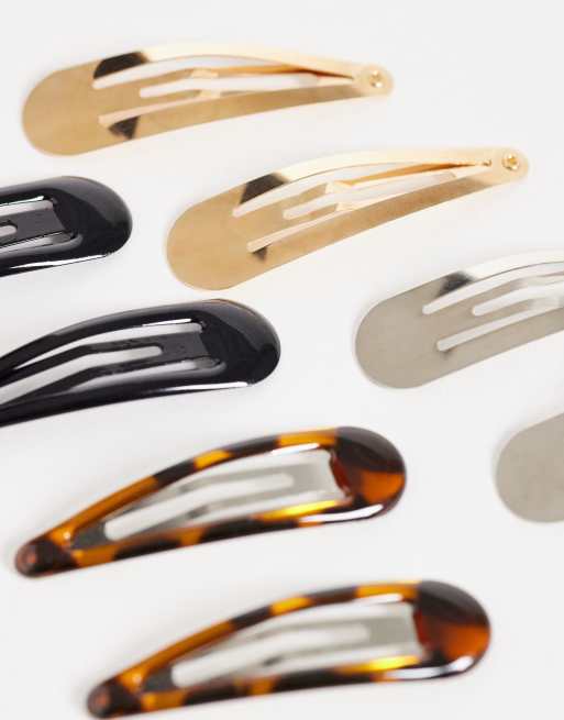 DesignB London – Neutrala, guld- och silverfärgade hårspännen, 8-pack, 2 av 3