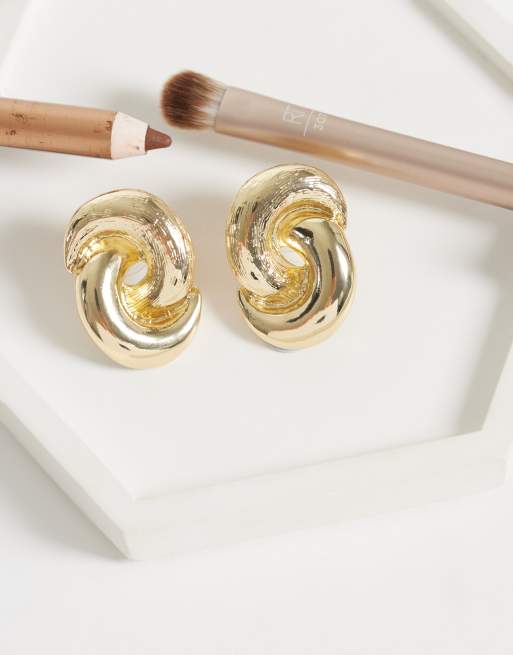 DesignB London Ohrstecker mit Knoten im Vintage-Stil in Gold, 2 von 4