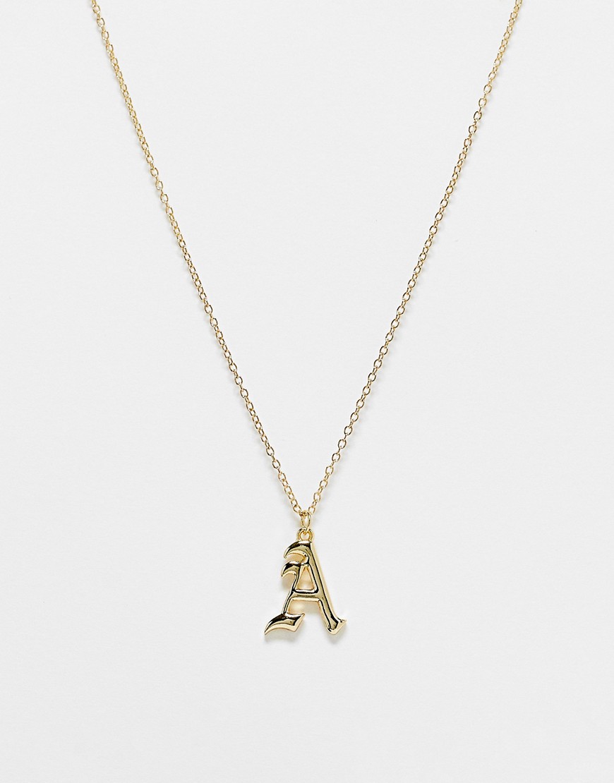 DesignB London old school A initial necklace in gold