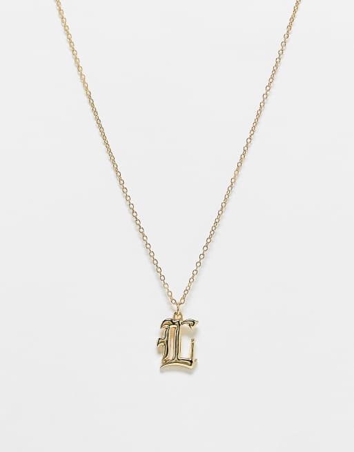 DesignB London - Old School - Ketting met L-initiaal in goud
