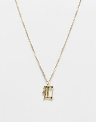 DesignB London old school L initial necklace in gold - ASOS Price Checker