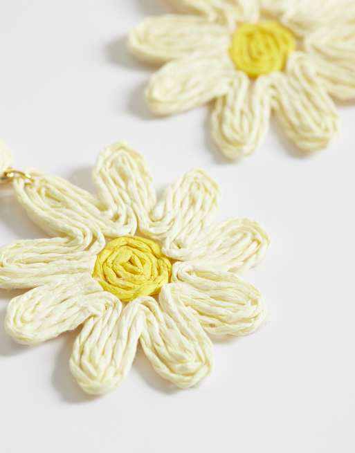 DesignB London - Oorbellen met gele raffia bloemen , 4 van 4