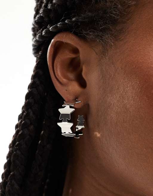 DesignB London - Oorbellen met sterren in zilver  