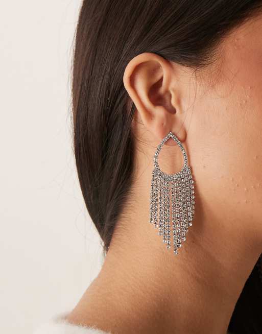 DesignB London - Oorhangers met siersteentjes in zilver