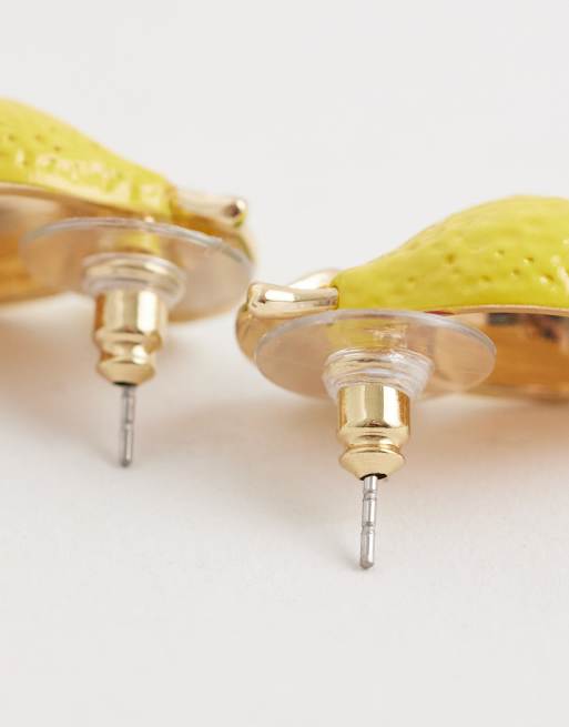 DesignB London - Oorknopjes met citroen in geel, 3 van 4