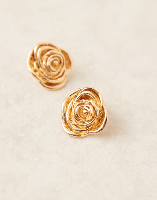 DesignB London - Oorknopjes met roos in goud, 2 van 3