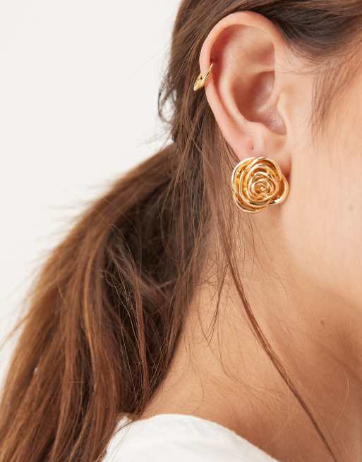 DesignB London - Oorknopjes met roos in goud, 3 van 3