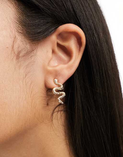 DesignB London - Oorknopjes met slang in goudkleur
