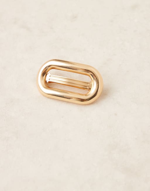 DesignB London open metal barrette hair clip in gold, 2 of 3